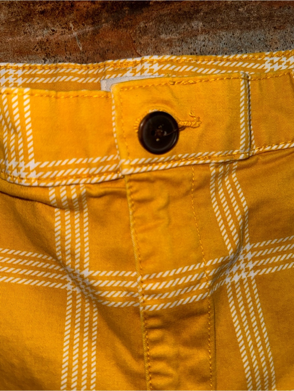 a new day Yellow Plaid Cotton Blend Jean Shorts - Picture 3 of 5